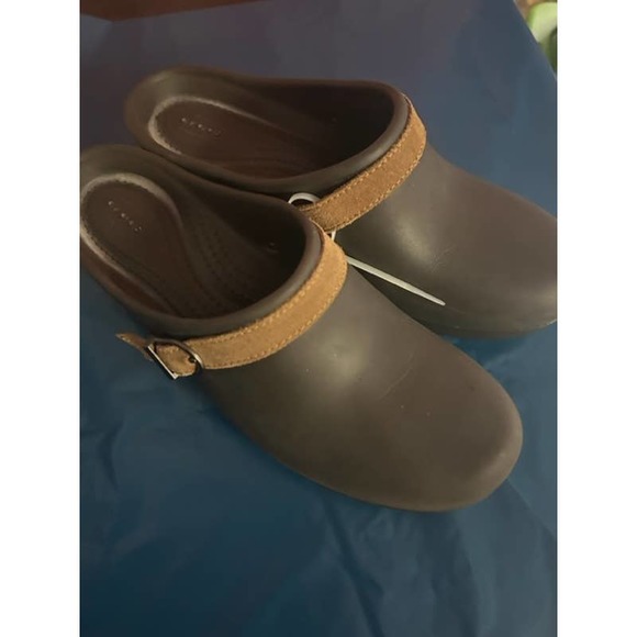 Crocs Green Gray 9 W Heeled Mule Clog - Picture 1 of 5
